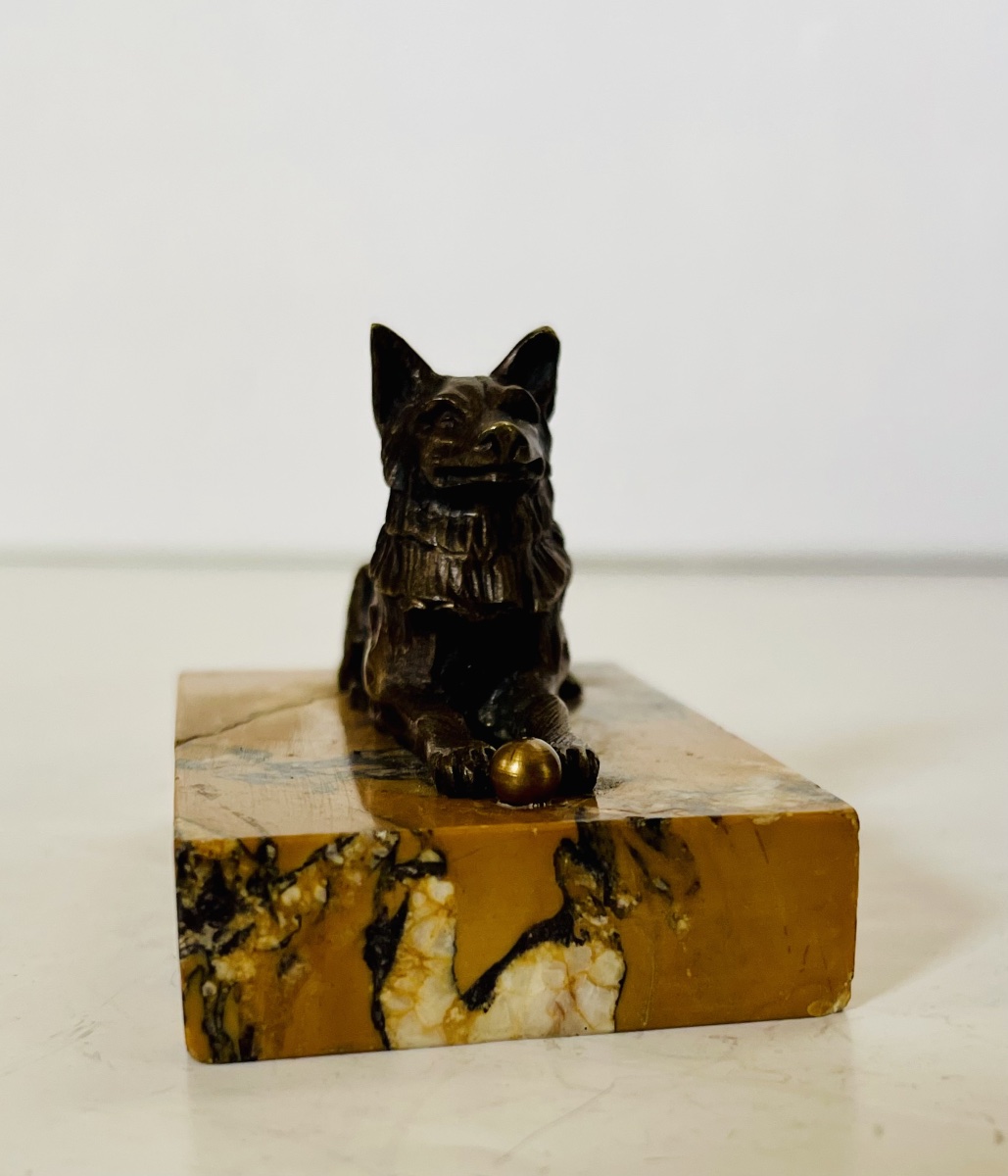 Bronze Dog With A Ball.-photo-3